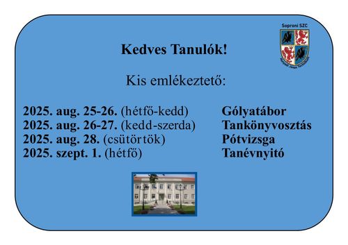 Fontos időpontok 